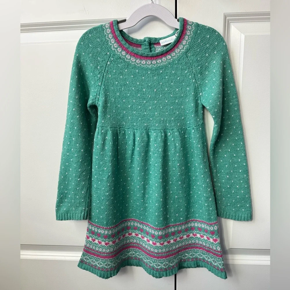 Jojo Maman Bebe Knitted Fair Isle Sweater Dress (Size 4-5)